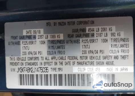 2018 Mazda Cx-5 Sport from USA, damaged, VIN JM3KFABM2J1475035